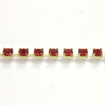 Preciosa Crystal Rhinestone Cup Chain - PP14 (SS6.5) LT SIAM RUBY-RAW