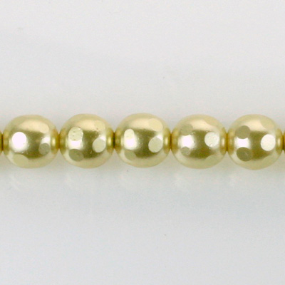 Czech Glass Pearl Bead - Round Faceted Golf 8MM LT OLIVE 70457