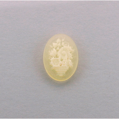 Plastic Cameo - Flower Basket Oval 18x13MM IVORY ON MATTE CRYSTAL