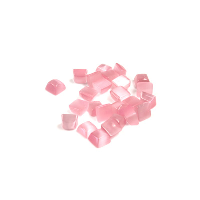 Fiber-Optic Flat Back Buff Top Straight Side Stone - Square 04x4MM CAT'S EYE LT PINK