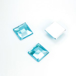 Plastic Flat Back Foiled Rose Cut Rhinestone - Square 10x10MM AQUA