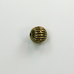 Metalized Plastic Bead - Ribbed Round Melon 08MM ANT GOLD