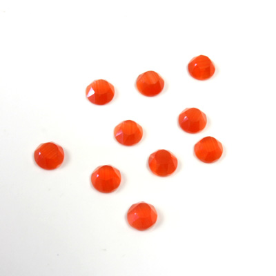 Fiber-Optic Flat Back Stone with Faceted Top and Table - Round 04MM CAT'S EYE ORANGE