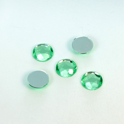 Plastic Flat Back Foiled Rose Cut Rhinestone - Round 09MM PERIDOT
