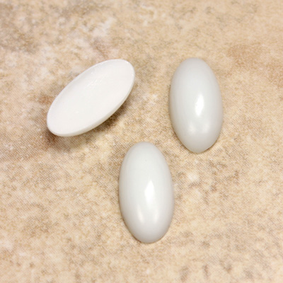 Glass Medium Dome Opaque Cabochon - Oval 18x9MM CHALKWHITE