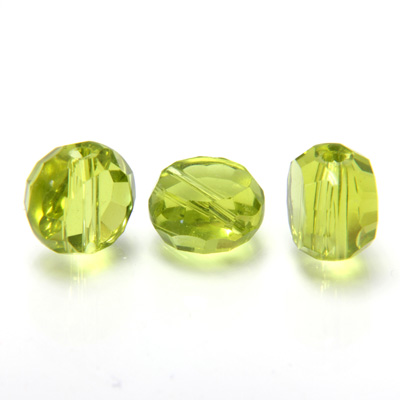 Chinese Cut Crystal Bead - Round Disc Side Drilled 08MM LT OLIVINE