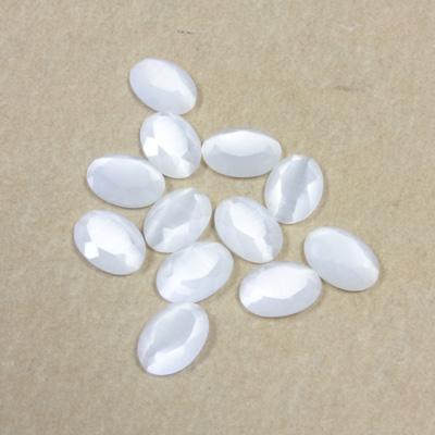 Fiber-Optic Flat Back Stone with Faceted Top and Table - Oval 07x5MM CAT'S EYE WHITE