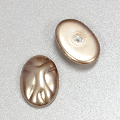 Glass Cabochon Baroque Top Pearl Dipped - Oval 25x18MM LT BROWN