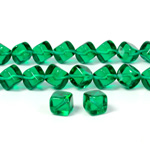 Czech Pressed Glass Bead - Cube with Diagonal Hole 08MM EMERALD