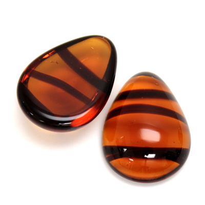 Glass Medium Dome Cabochon - Pear 25x18MM TORTOISE