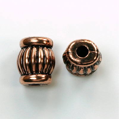 Metalized Plastic Engraved Bead - Fancy 16x11MM ANT COPPER