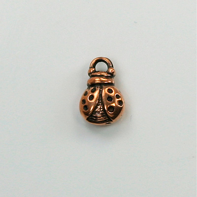 Metalized Plastic Pendant- Ladybug 14x9MM ANT COPPER