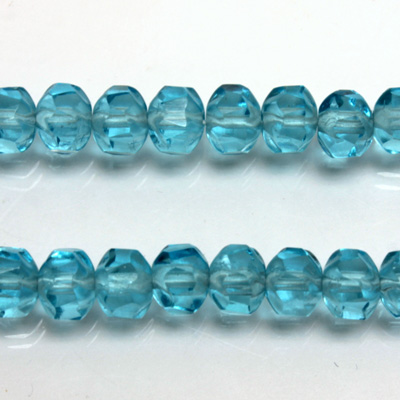 Czech Glass Fire Polished Bead - Rondelle Disc 6x5MM AQUA