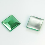 Plastic Flat Back Foiled Rose Cut Rhinestone - Square 15x15MM PERIDOT