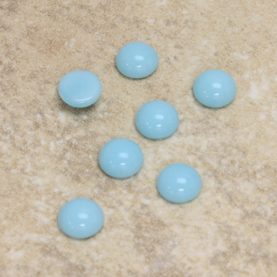 Glass Medium Dome Cabochon - Round 07MM LT BLUE TURQUOISE