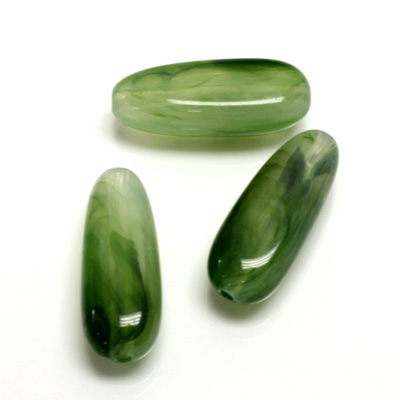 Plastic  Bead - Mixed Color Smooth Tapered Bullet 25x10MM JADE AGATE