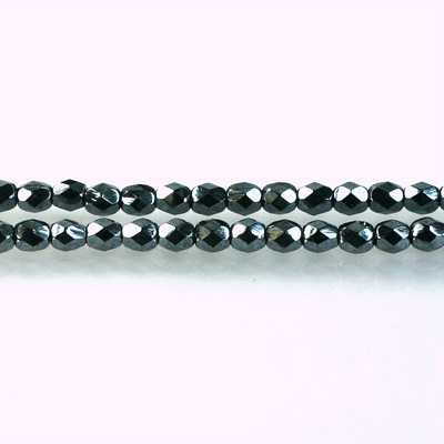 Czech Glass Fire Polish Bead - Round 04MM Full Coated HEMATITE