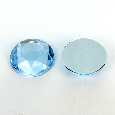 Plastic Flat Back Foiled Rose Cut Rhinestone - Round 20MM LT SAPPHIRE