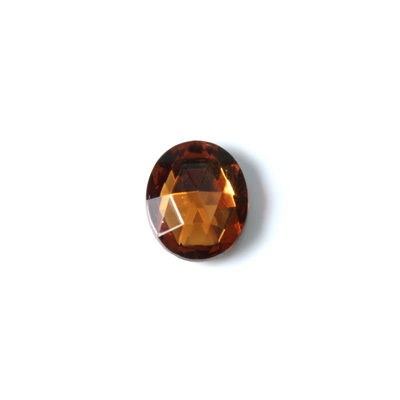 Glass Flat Back Foiled Rauten Rose - Oval 12x10MM SMOKE TOPAZ