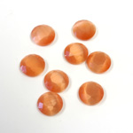 Fiber-Optic Flat Back Stone with Faceted Top and Table - Round 07MM CAT'S EYE COPPER