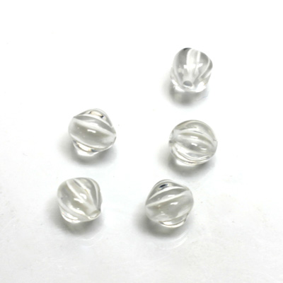 Plastic Bead - Color Lined Smooth Nugget 9x7MM CRYSTAL WHITE LINE