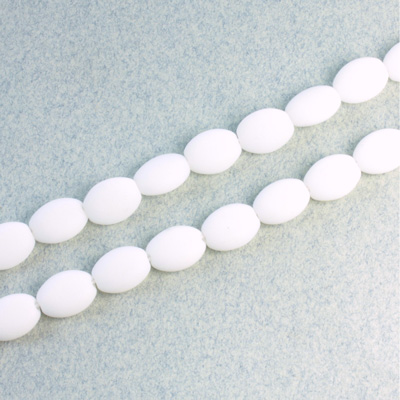 Czech Pressed Glass Bead - Flat Oval 08x6MM MATTE CHALKWHITE