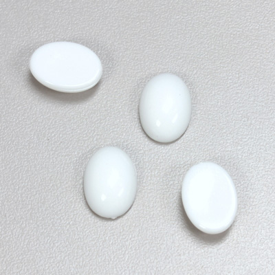 Plastic Flat Back Opaque Cabochon - Oval 14x10MM CHALKWHITE