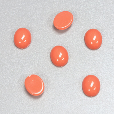 Plastic Flat Back Opaque Cabochon - Oval 10x8MM CORAL