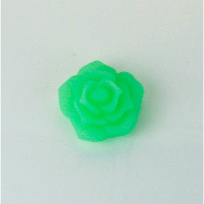Plastic Carved No-Hole Flower - Rose 15MM TRANS MATTE JADE