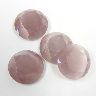 Fiber-Optic Flat Back Stone with Faceted Top and Table - Round 15MM CAT'S EYE LT PURPLE