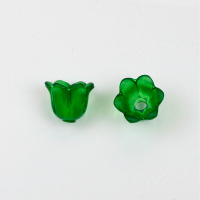 German Plastic Flower with Hole - Bell Shape 14x12MM MATTE EMERALD