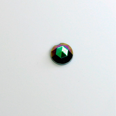 Glass Flat Back Rauten Rose - Round 07MM IRIS GREEN Coated