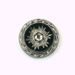 Glass Flat Back Engraved Victorian Intaglio - Round 22.5MM SILVER on JET