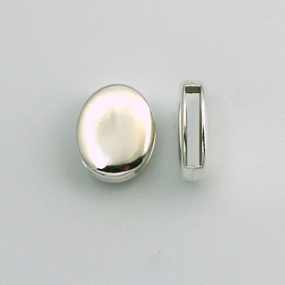 Metalized Plastic Bead - Oval Slide 16x12MM SILVER