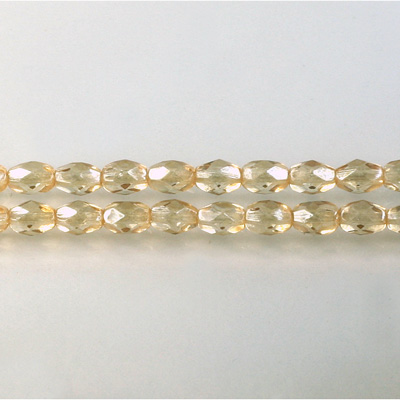 Czech Glass Fire Polish Bead - Oval 06x4MM LUMI COATED LT TOPAZ