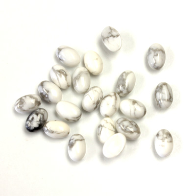 Gemstone Cabochon - Oval 06x4MM WHITE HOWLITE