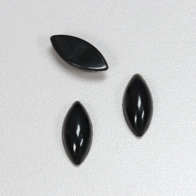 Plastic Flat Back Opaque Cabochon - Navette 18x8MM JET