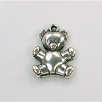 Metalized Plastic Pendant- Teddy Bear 20x16MM ANT SILVER