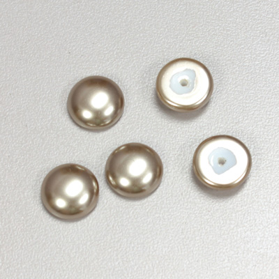 Glass Medium Dome Pearl Dipped Cabochon - Round 11MM LIGHT BROWN