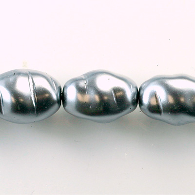 Czech Glass Pearl Bead - Baroque Twisted 19x14MM DARK GREY 70445