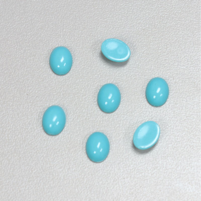 Plastic Flat Back Opaque Cabochon - Oval 08x6MM TURQUOISE