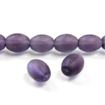 Glass Pressed Bead - Smooth Oval 11x7MM Matte AMETHYST