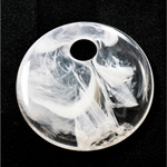 Plastic Pendant - Mixed Color Smooth Round Creole 53MM CRYSTAL QUARTZ (H1109)
