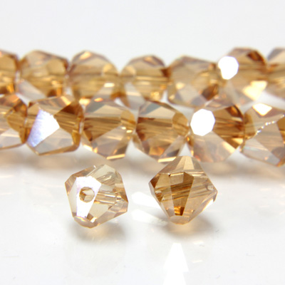 Chinese Cut Crystal Bead Diagonal Drilled - Bicone 05MM AMBER GOLD COAT