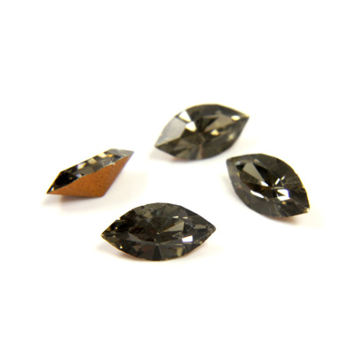 Preciosa Crystal Point Back Fancy Stone - Navette 08x4MM BLACK DIAMOND