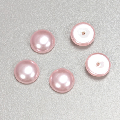 Glass Medium Dome Pearl Dipped Cabochon - Round 11MM LIGHT ROSE