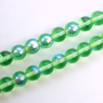 Czech Pressed Glass Bead - Smooth Round 08MM PERIDOT AB