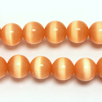 Fiber-Optic Synthetic Bead - Cat's Eye Smooth Round 10MM CAT'S EYE PEACH