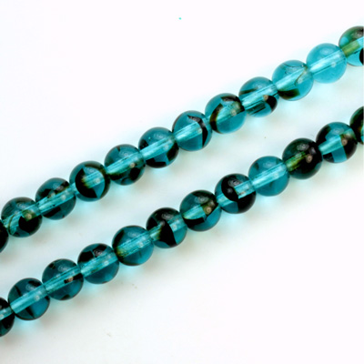 Czech Pressed Glass Bead - Smooth Round 06MM BLUE TORTOISE