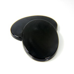 Gemstone Flat Back Single Bevel Buff Top Stone - Oval 25x18MM BLACK ONYX